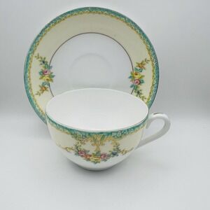 Noritake Teacup Saucer N3051 Hand Painted Gold Trim Floral Japan Antique Tea Set